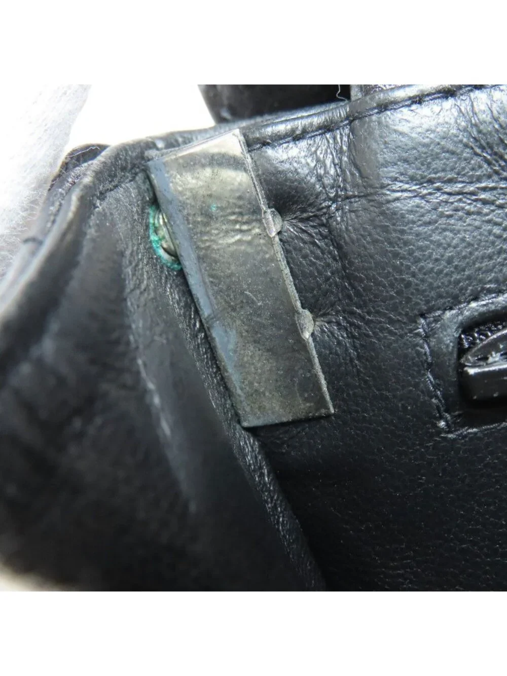 Chanel Quilted Double Face Silver Handbag Grained Calfskin